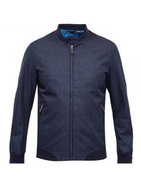 Ted Baker London Navy Mouline Bomber Jacket Men’s Size 4 Large flawless